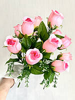 Штучні троянди . Букет штучних троянд з крапельками роси ( рожева, 44 см, 12 бутонів), фото 4