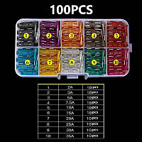 Набор авто предохранителей, универсальные предохранители для авто мото транспорта 100 шт