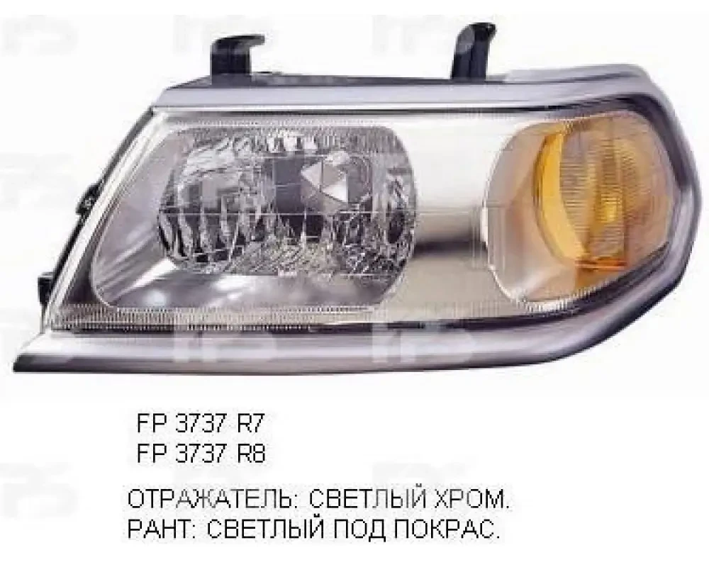 Фара MITSUBISHI PAJERO SPORT 1 00-08 ліва h4 + габарит (eur) хутро / елктрокор. отраж. світлий; рант під фарб.