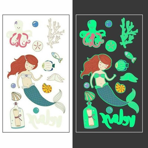 Стикер-тату Русалки, що світяться Флеш тату, своєчасне татуювання 7х12см, фото 1