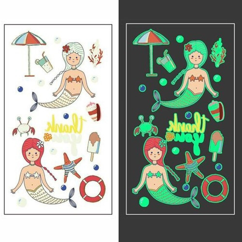 Стикер-тату Русалки, що світяться Флеш тату, своєчасне татуювання 7х12см, фото 1