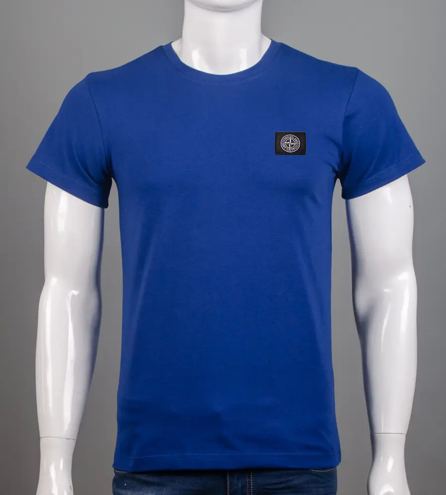 Футболка чоловіча Stone Island 2409м Нашивка (Уп.4шт M-XXL), Синій