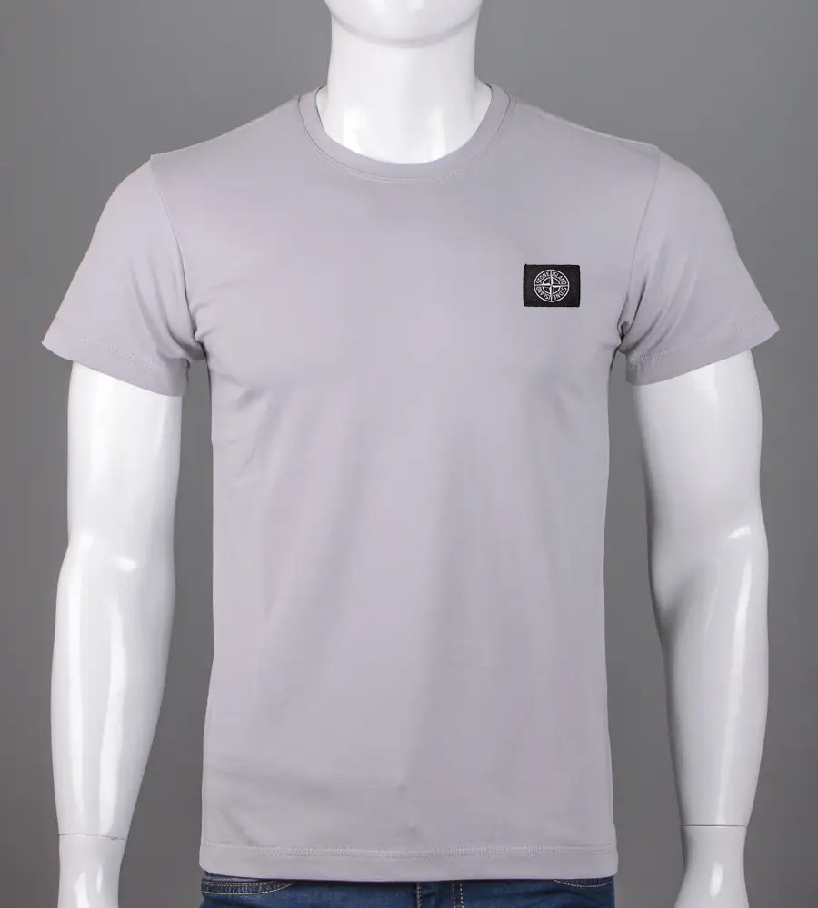 Футболка чоловіча Stone Island 2409м Нашивка (Уп.4шт M-XXL), Світло-сірий