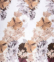 Ткань сатин бежевые серые цветы maсosateen 228 см  для постельного белья