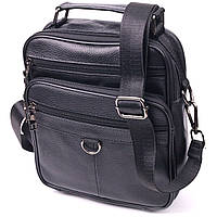 Кожаная сумка мужская из натуральной кожи Vintage Черная Seli Шкіряна сумка чоловіча з натуральної шкіри