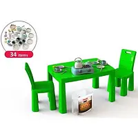 Игровой набор DOLONI Кухня детская (34 предмета, стол и 2 стульчика) 04670/2