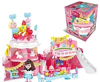Кукольный домик двухэтажный в тортике (мебель, аксессуары, в коробке) QL046-2