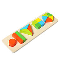 Дитяча розвивальна іграшка ZW-9988 дошка-вкладиш дерев'яні барвисті фігурки 15 елементів 11914-66505