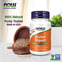 Now Foods Gluten Digest, добавка для переваривания глютена, 60 растительных капсул