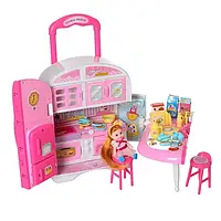 Дитячий ігровий набір Кухня (плита, посуд підсвітка, звук) 80052A рожевий" Дитяча кухня