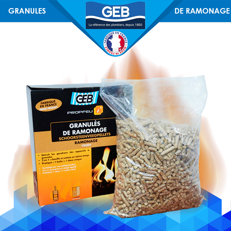 Гранули для чищення димоходів твердопаливних котлів, камінів, печей GRANULES DE RAMONAGE 1,5 кг GEB (Франція)