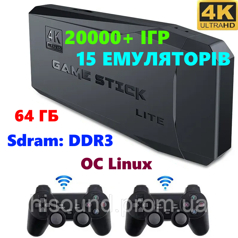 Ігрова приставка Data Frog Y3 Lite 64 ГБ M8 Game Stick HDMI 4K 2,4G 20000+ ігор PS1, Dendy, Sega Play Station 1