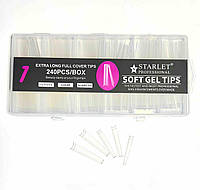 Типсы гелевые длинные 240 шт для наращивания ногтей Starlet Professional Soft Gel Tips 7