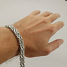 Чоловічий срібний браслет подвійний лисячий хвіст Фокс. Браслет на руку широкий замок коробка 20 см, фото 3