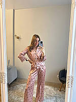 Комплект шелковая сатиновая пижама двойка (брюки + рубашка) разные размеры M