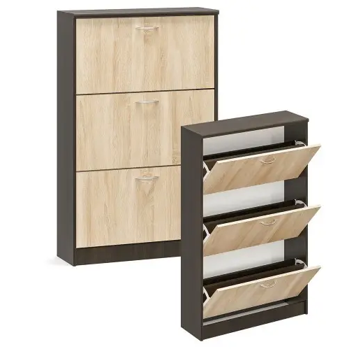 Тумба для взуття 600 3-х дверна Дуб самоа + Венге, фото 1