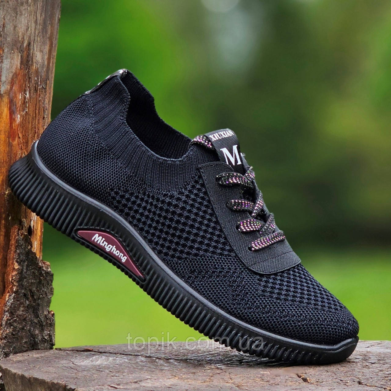 Тільки 36р! Кросівки мокасини жіночі чорні літні Кроссовки мокасины женские черные летние (Код: 3186)