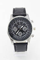 Чоловічий наручний годинник Breitling срібло з чорним циферблатом (13056)