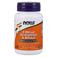 Пробиотики Acidophilus Bifidus Now Foods 8 млрд КОЕ 60 вегетарианских капсул