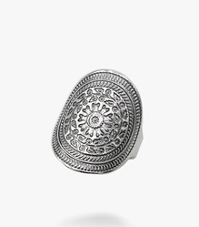 Кільце срібне етнічне з орнаментом Пейстра boho 925 Флора 18 розмір