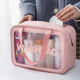 Жіноча сумка-косметичка WASHBAG large рожевий пляжний кейс для косметики, дорожній органайзер
