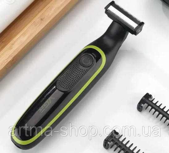 Тример VGR One Blade Waterproof Shaver Black&Green акумуляторний тример для бороди та вусів V-017