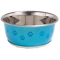 Миска для собак и котов Flamingo Bowl Selecta Paw 0.95 л 16 см Голубой (5400585007237)