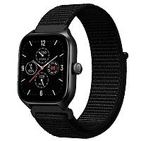 Ремешок нейлоновый на липучке BeWatch Xiaomi Amazfit BIP / GTS / GTR 20 мм Black (101139.3UW)