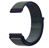 Ремешок нейлоновый на липучке для смарт-часов BeWatch Универсальный 20 мм Зеленый с синим (1011318.1)