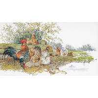 Набір для вишивання хрестиком Chickens Linen Thea Gouverneur 2038