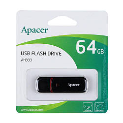USB флеш-накопичувач Apacer AH333 64gb Колір Чорний 4712389910707