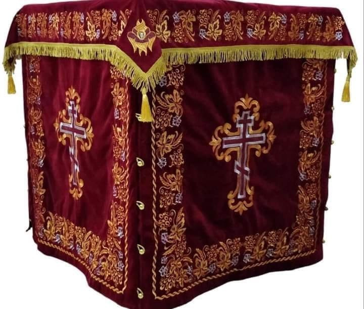 Комплект на престол, скатертина і чохол 100х100см (оксамит)