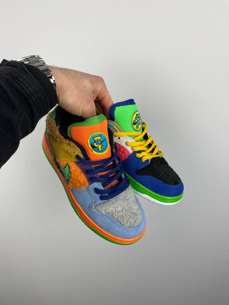 Кросівки різнокольорові блакитні Nike SB Dunk x Grateful Dead Bears Multocolor (14867)