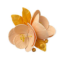 Цукрова прикраса "Магнолія персикова із золотим листям"