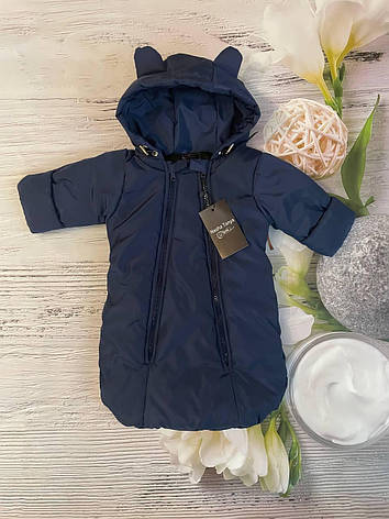Дитячий демісезонний комбінезон для новонародженого 0-6 місяців весняний осінній комбінезон на виписку з пологового будинку, фото 1