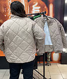 Куртка жіноча коротка демісезонна без капюшону великий розмір 3XL беж, фото 4