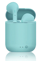 Беспроводные Bluetooth-наушники I12tws Macaron голубые вкладыши с микрофоном и сенсорным управлением