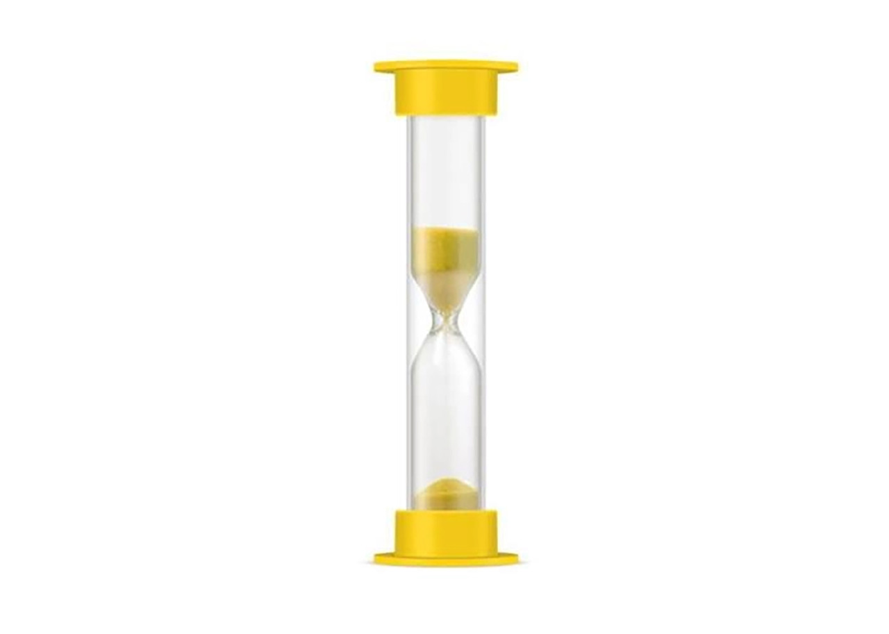 Часы песочные в безопасном пластиковом тубусе на 5 минут Желтый - фото 1 - id-p2103894078