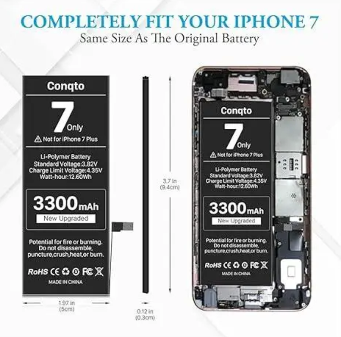 Аккумулятор для iPhone 7 Conqto 3300 мАч. Обновленный аккумулятор, увеличенная емкость - фото 2 - id-p2103889217