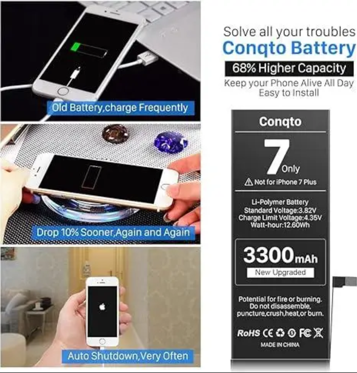 Аккумулятор для iPhone 7 Conqto 3300 мАч. Обновленный аккумулятор, увеличенная емкость - фото 4 - id-p2103889217