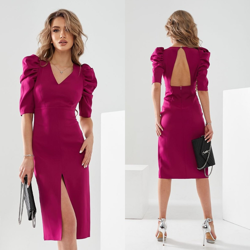 Плаття з відкритою спиною й розрізом на спідниці Розміри: XS, S, M, L, фото 1