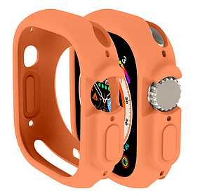 Захисний силіконовий чохол-бампер і ремінець для смарт-годинника для Apple Watch 49 мм жовтогарячий комплект