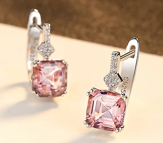 Модні елегантні сережки з танзанитом 925 проба чарівні срібні сережки з рожевим камінням