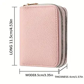 Жіночий гаманець-візитниця для карток, світло-рожевий міні-портмоне картхолдер з еко-шкіри.