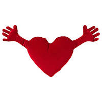 Декоративная подушка-игрушка сердце с ручками 40x101 см IKEA FAMNIG HJÄRTA плюшевая мягкая ИКЕА ФАМНІГ ЄРТА