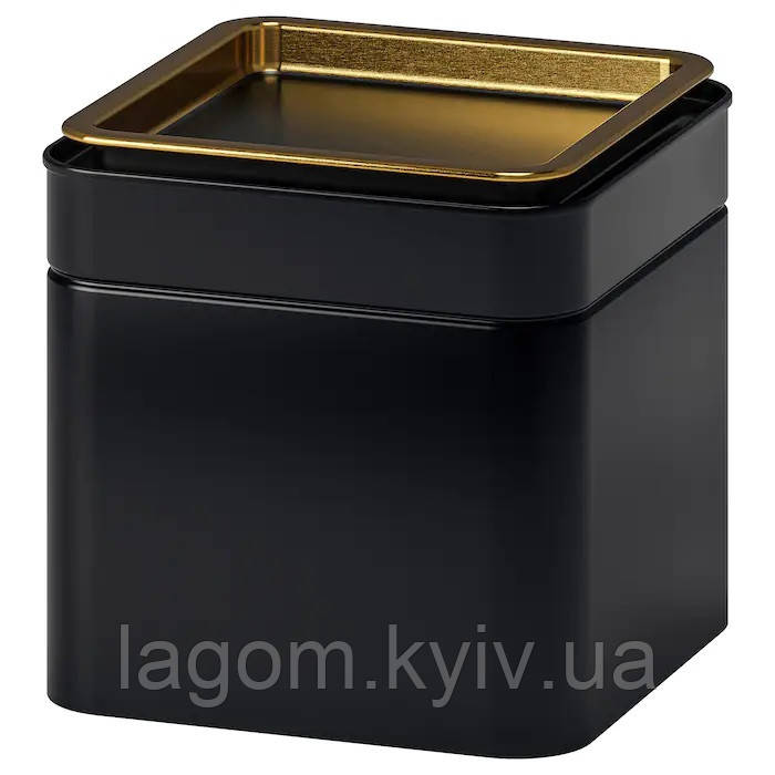 Жестяная квадратная банка для кофе / чая IKEA BLOMNING 10x10x10 см стальная чёрная коробка ИКЕА БЛОМНІНГ - фото 1 - id-p2103886023