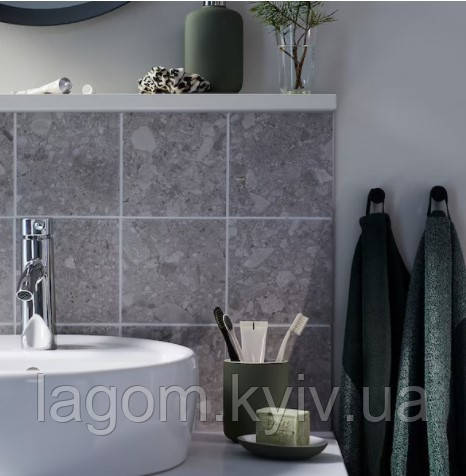Керамическая мыльница IKEA EKOLN серо-зелёная для ванной комнаты ИКЕА ЕКОЛЬН - фото 5 - id-p2103886026