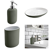 Керамический набор аксессуаров для ванной комнаты IKEA EKOLN серо-зелёный ИКЕА ЕКОЛЬН