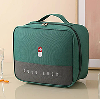 Велика аптечка для ліків зелена медична сумка-органайзер, кейс-валіза для зберігання медикаментів