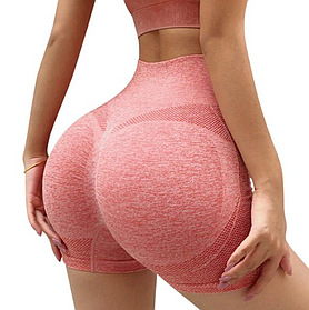 Жіночий безшовні спортивні шорти з високою талією, капрі, лосини, легінси, велосипедки рожеві M 40-60 kg